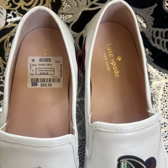 Kate Spade Lizbeth Women's Sneakers White Leather Cats Meow Slip-On Shoes 10 - Picture 5 of 13